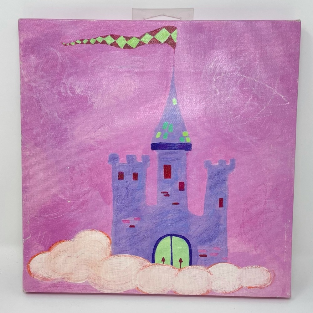 Castle Wall Art Canvas Fairy Princess Girl’s Room Decor Pink Purple